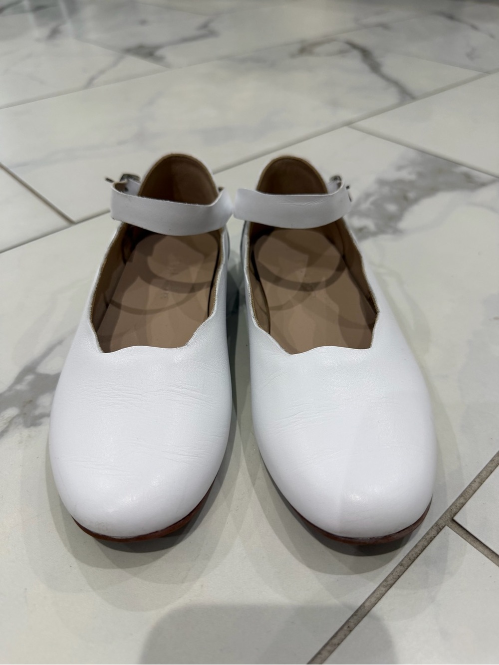 Elephantito White Mary Jane Flats with Ankle Strap